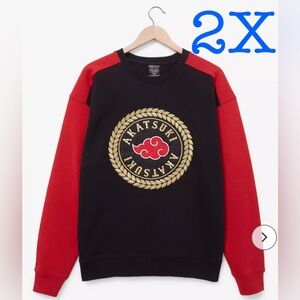 2X Naruto Shippuden Akatsuki Crest Color Block Crewneck